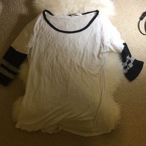 Ginger g white baseball tee black sleeves size s